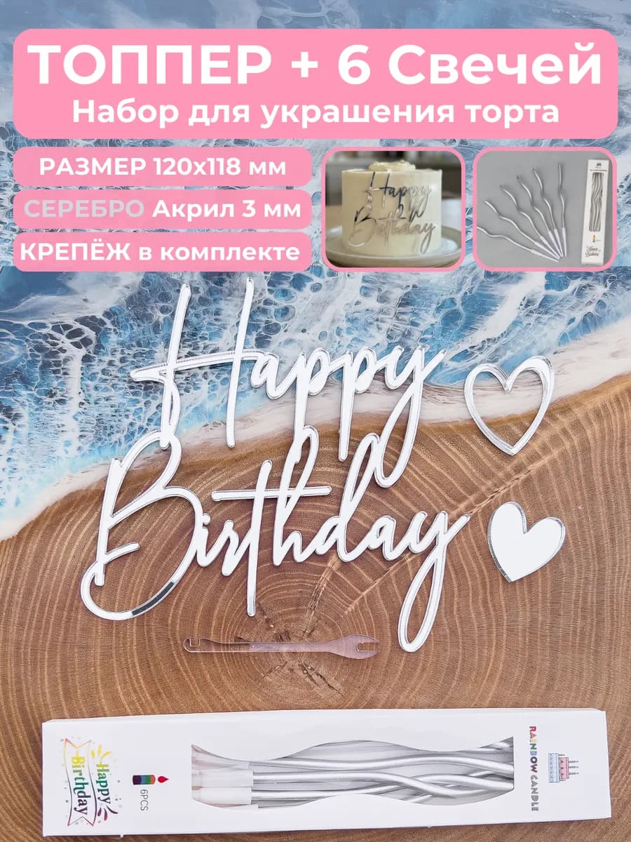 Топпер для торта happy birthday
