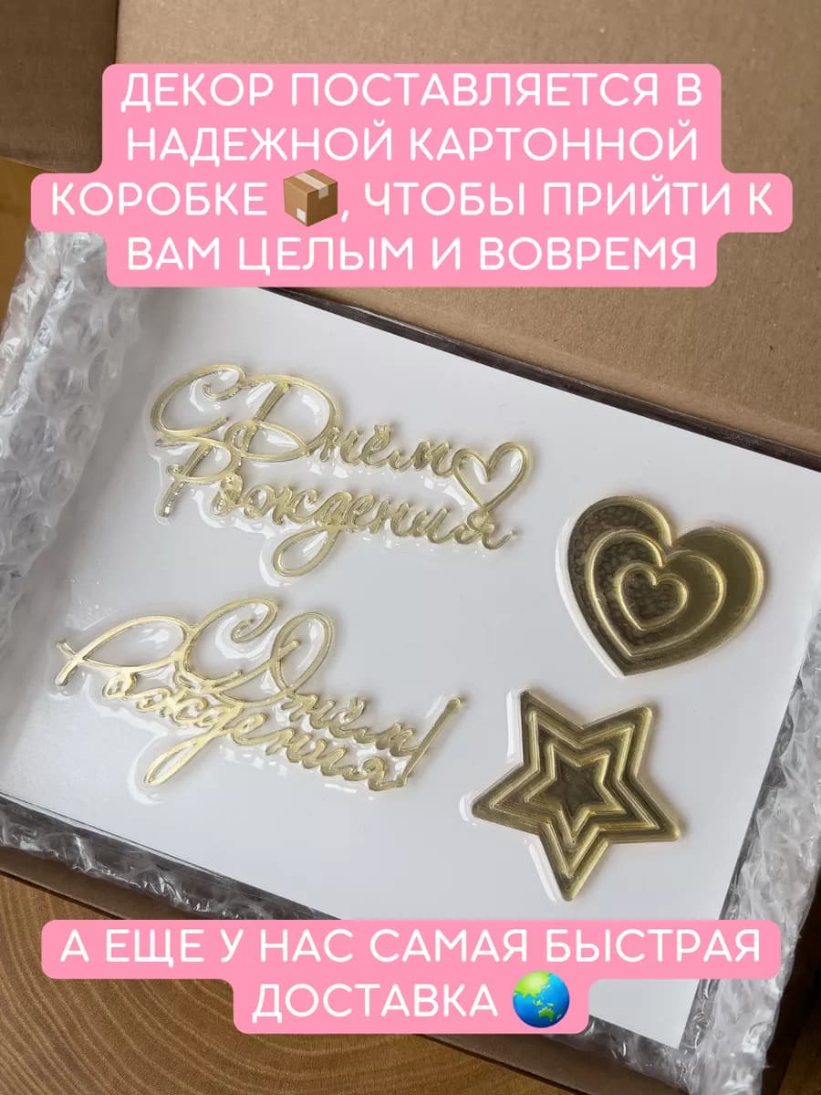 Топпер на торт с днем рождения
