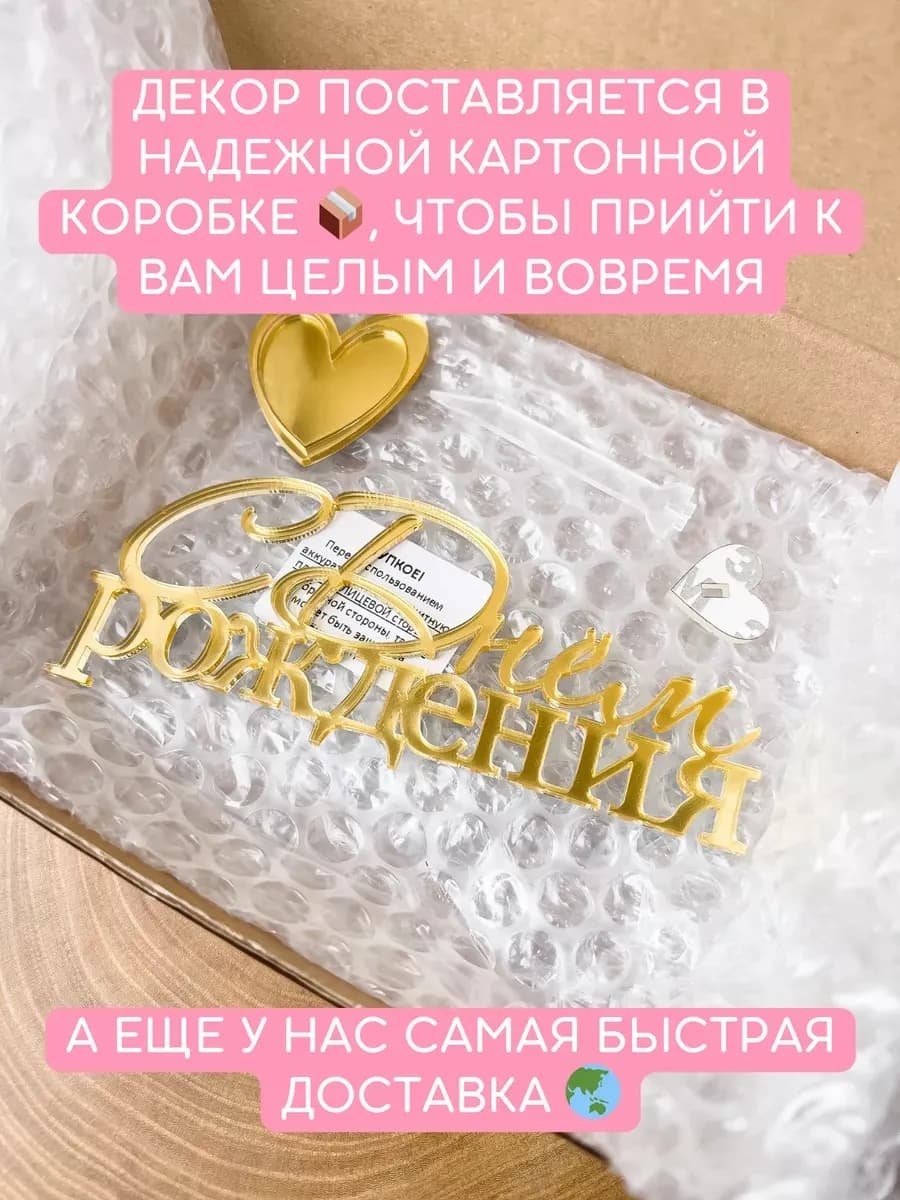 Топпер на торт С Днем Рождения