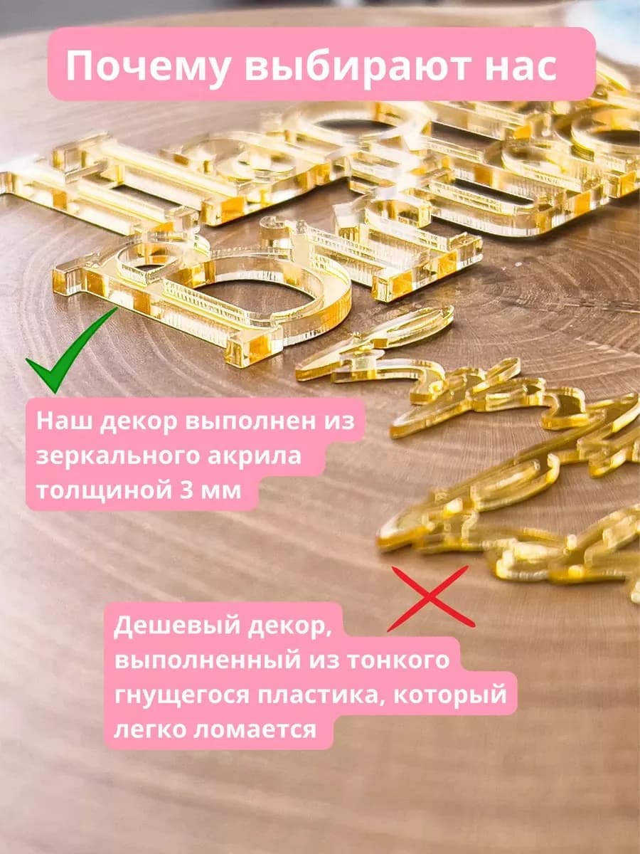 Топпер на торт С Днем Рождения