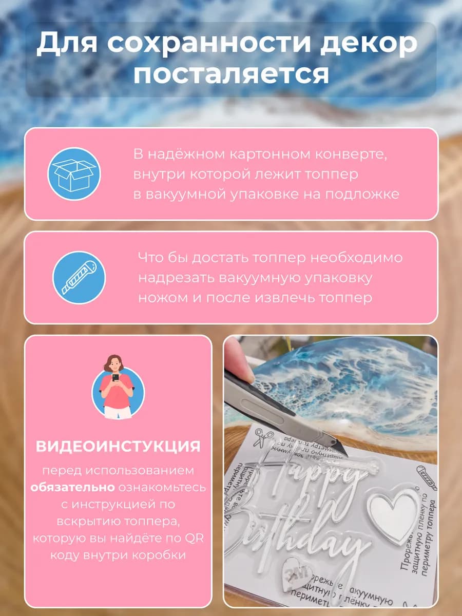 Топпер на торт Happy Birthday