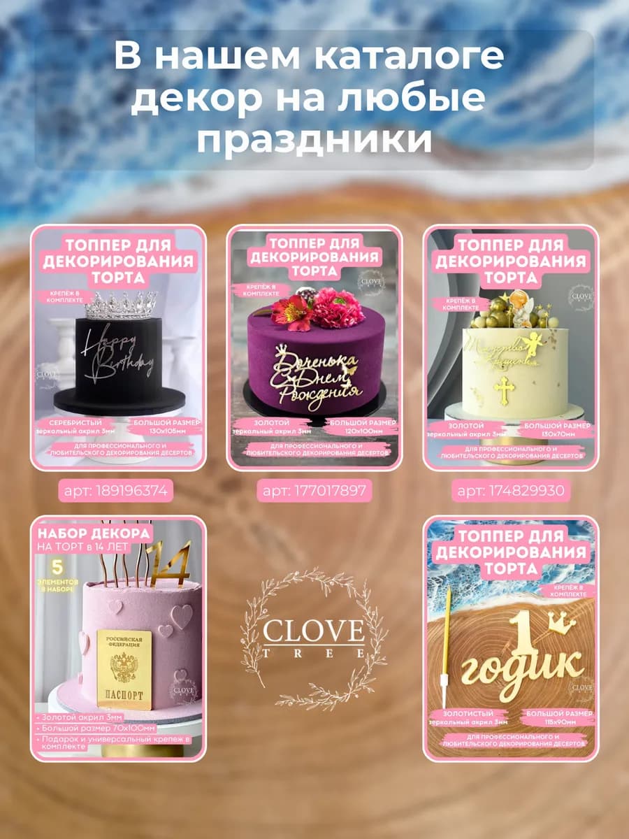 Топпер на торт Happy Birthday