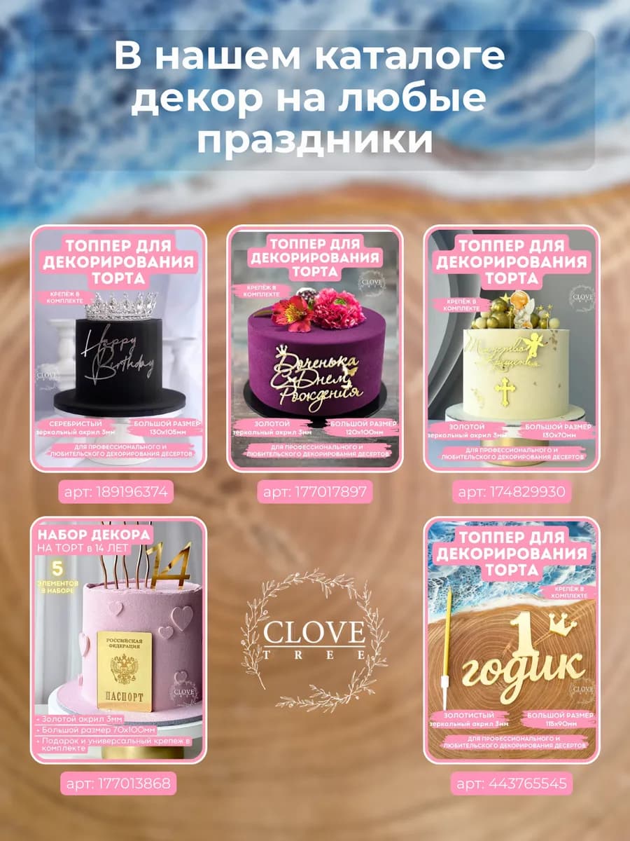 Топпер на торт С ДНЕМ РОЖДЕНИЯ